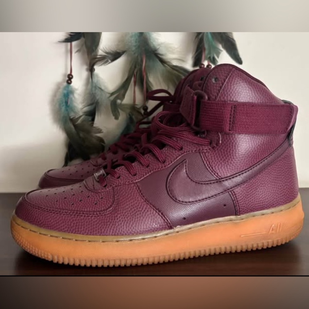 2018 Nike Air Force 1 SE 'Night Maroon’ Size 8M 10W Leather High-Tops RARE